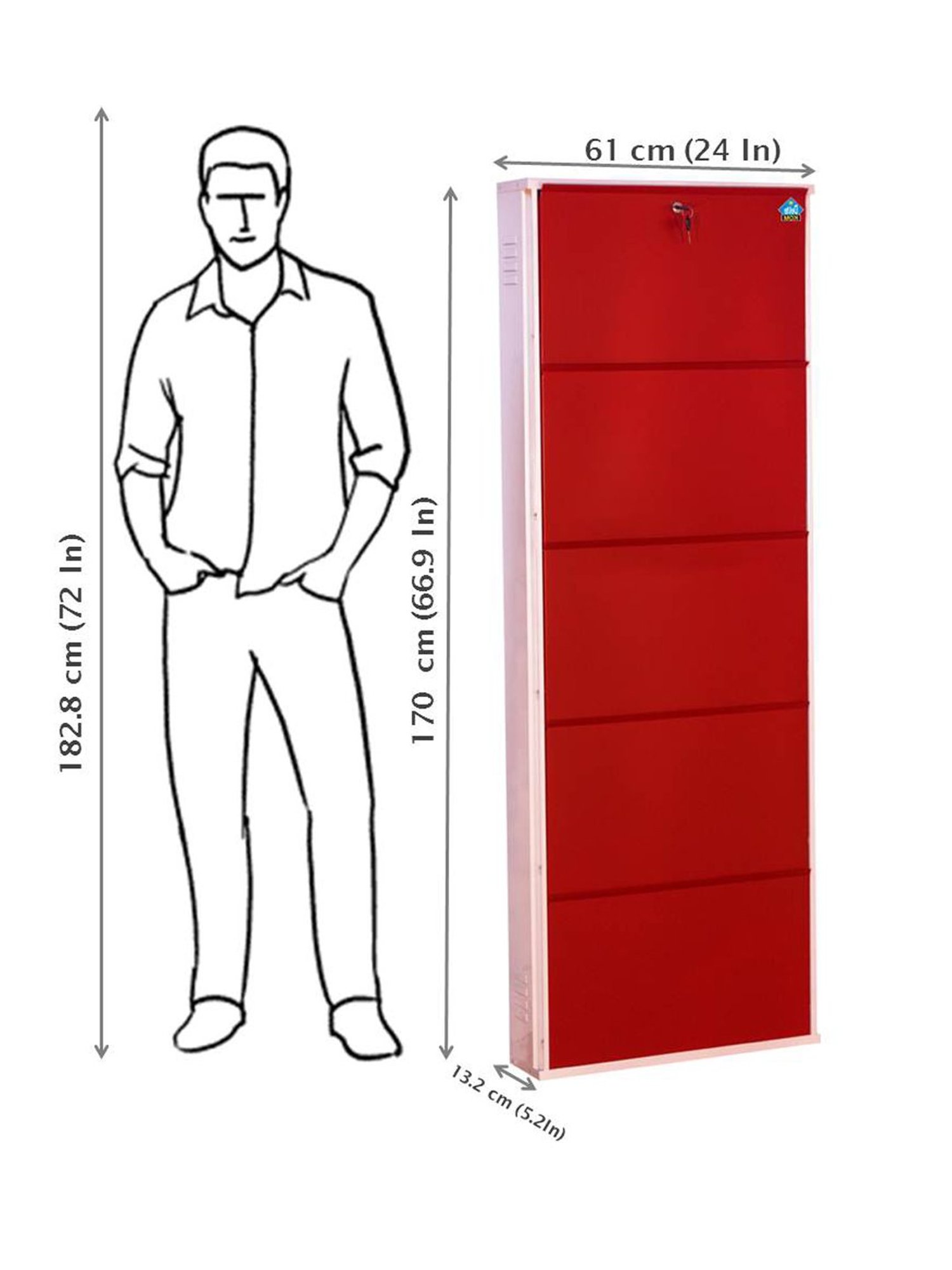 Delite Kom Metal Shoe Rack - 24" 3 Shelf, Ivory Green, PowderCoat, Wall Mount, DIY