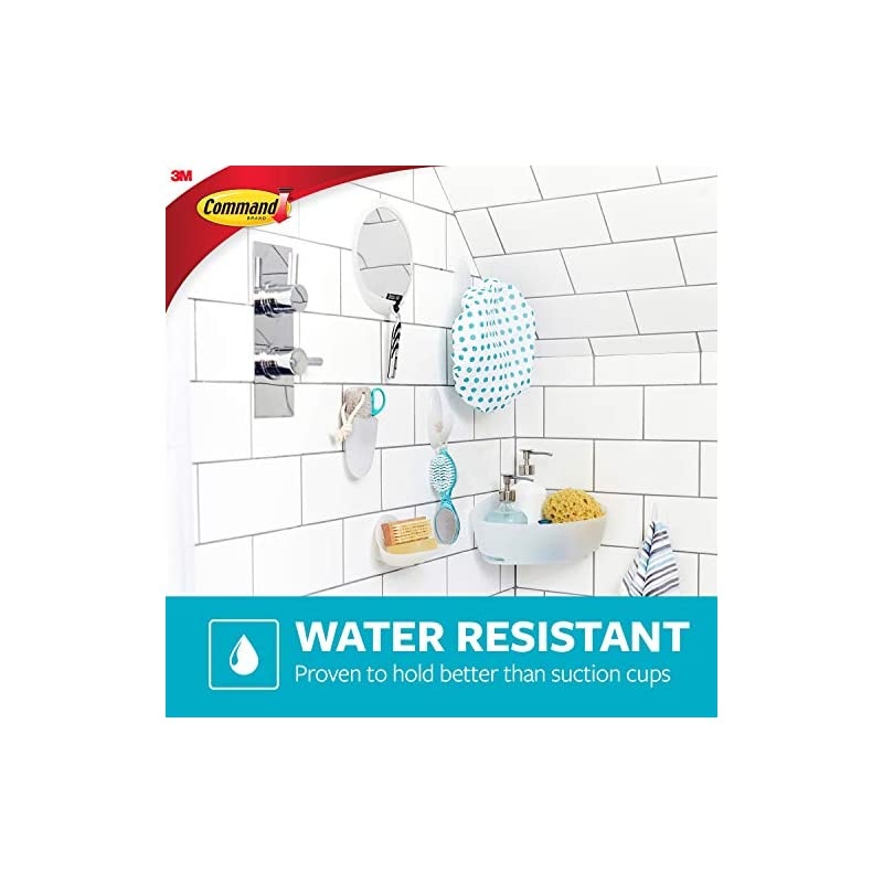 Bath Medium Hooks, 3 lb Capacity, 2-Hooks, 2-Strips, Organize Damage-Free