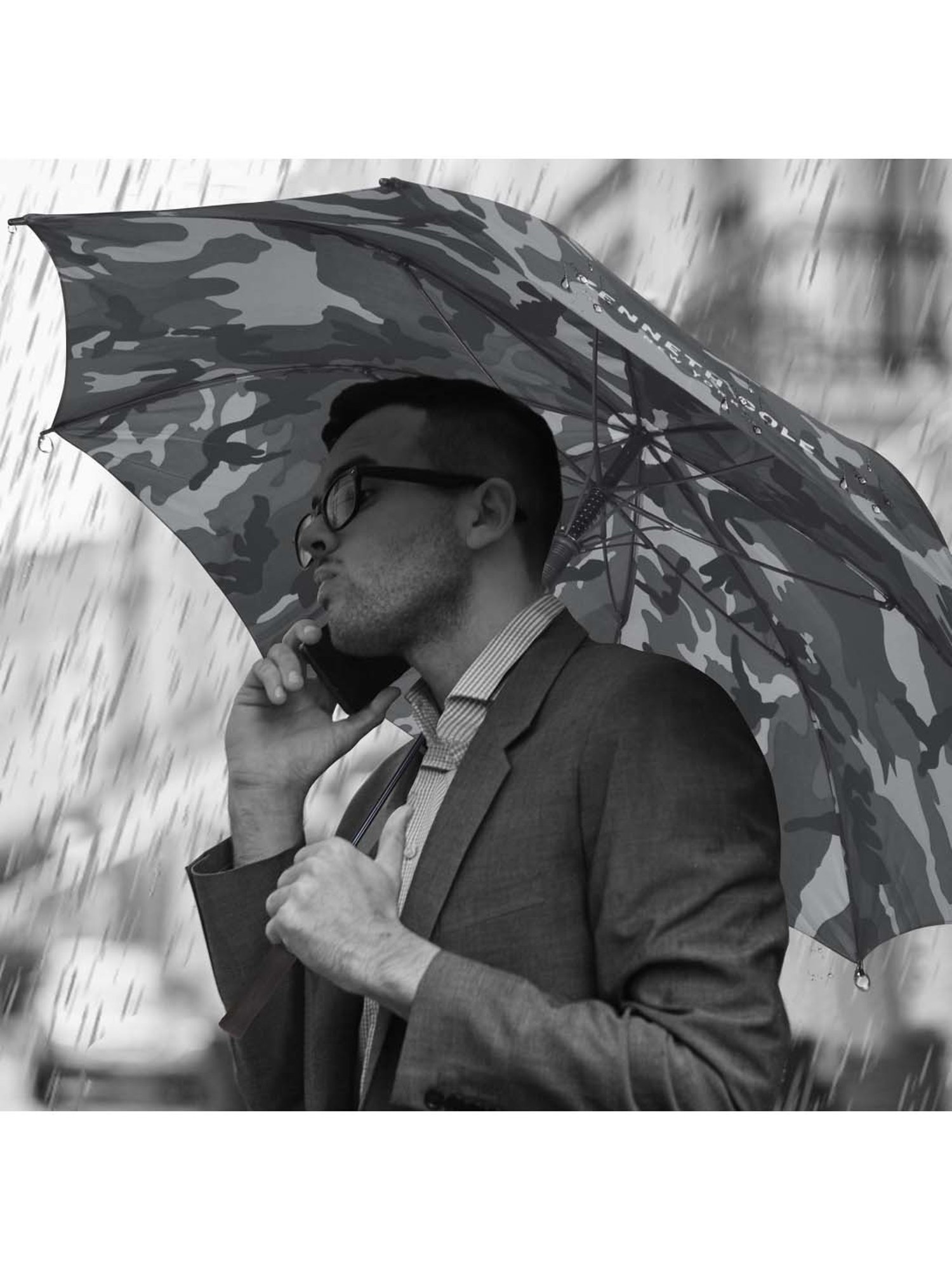 Kenneth Cole Black & Grey Printed Umbrella