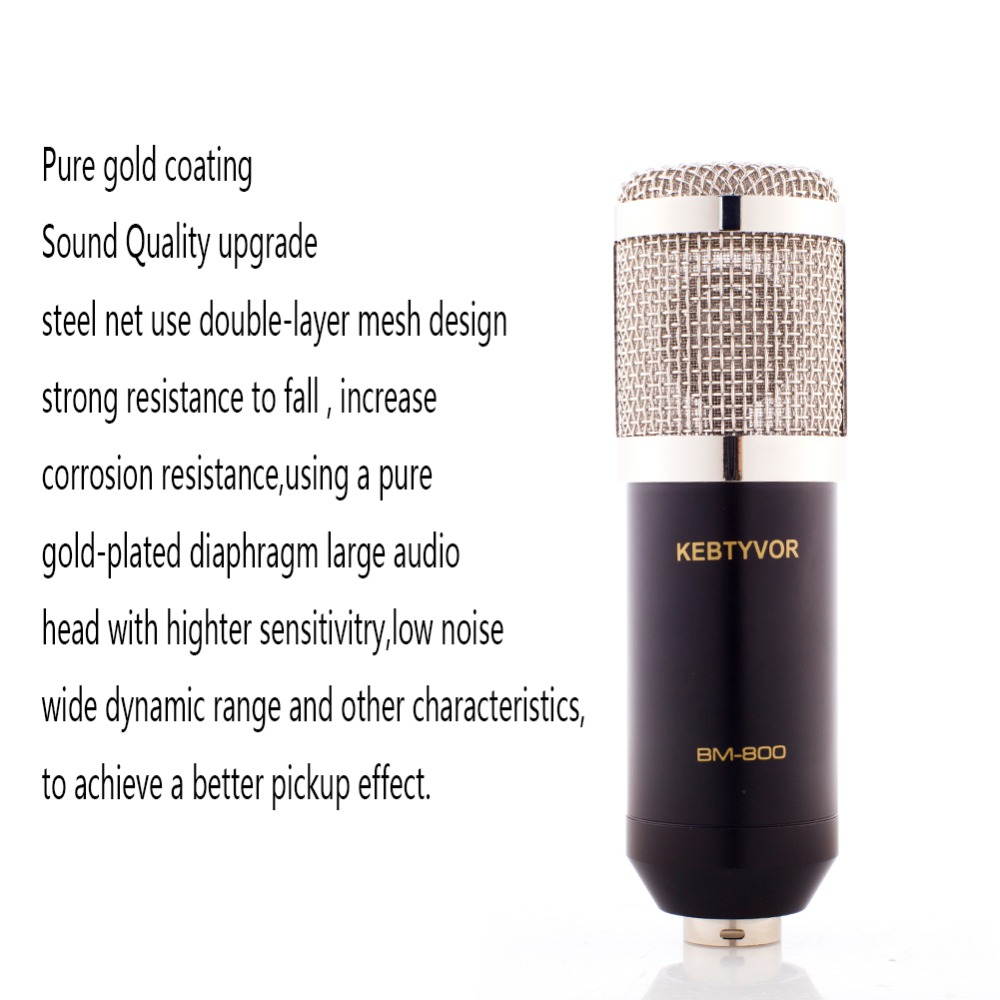 BM-800 Dynamic Condenser Sound Recording Microphone with Shock Mount for Radio Braodcasting KTV Karaoke with Shock Mount