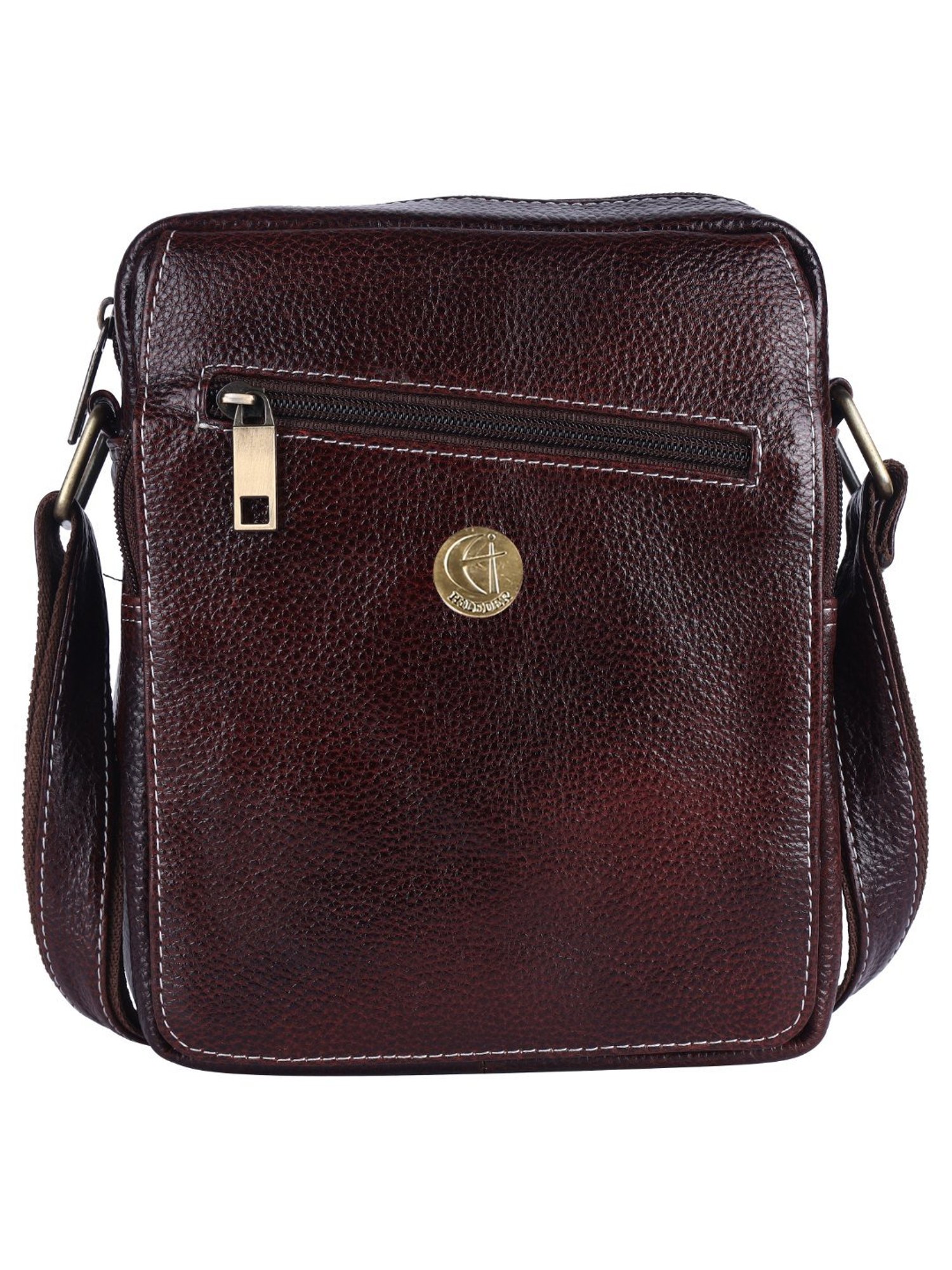 HiLEDER Pure Genuine Leather Messenger Shoulder Sling Cross Body Office Bag for Men and Women,Brown