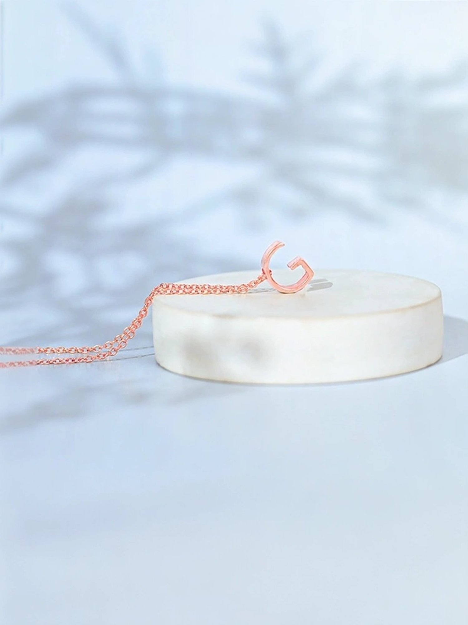 Touch925 Sterling Silver Gleaming G Initial Rose Gold Chain Pendant