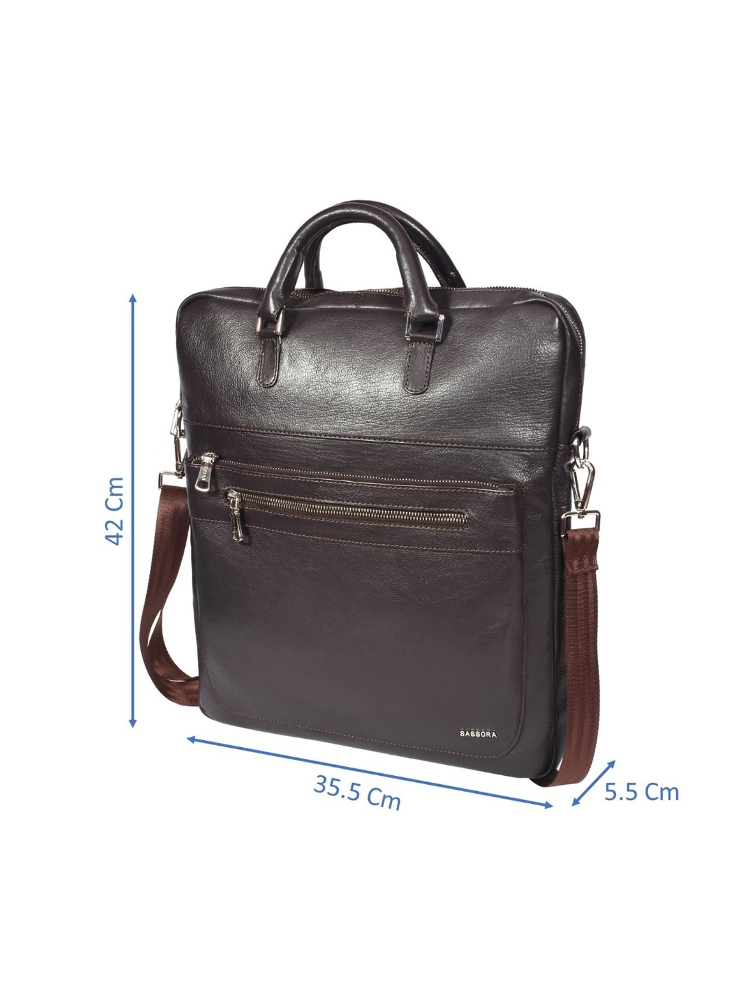 SASSORA JONAS Brown Leather Large Messenger Bag