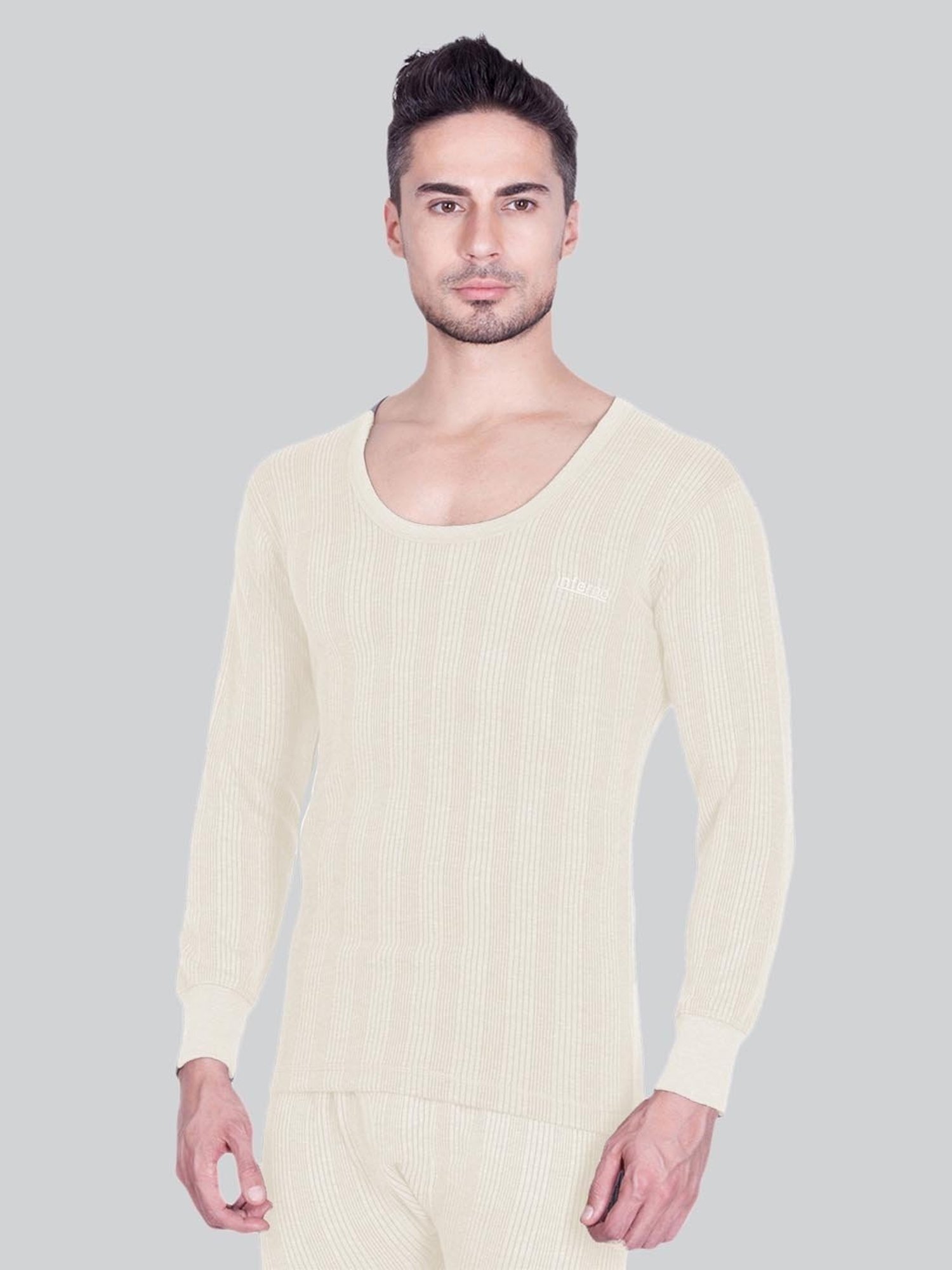 LUX Inferno White Skinny Fit Striped Thermal Top