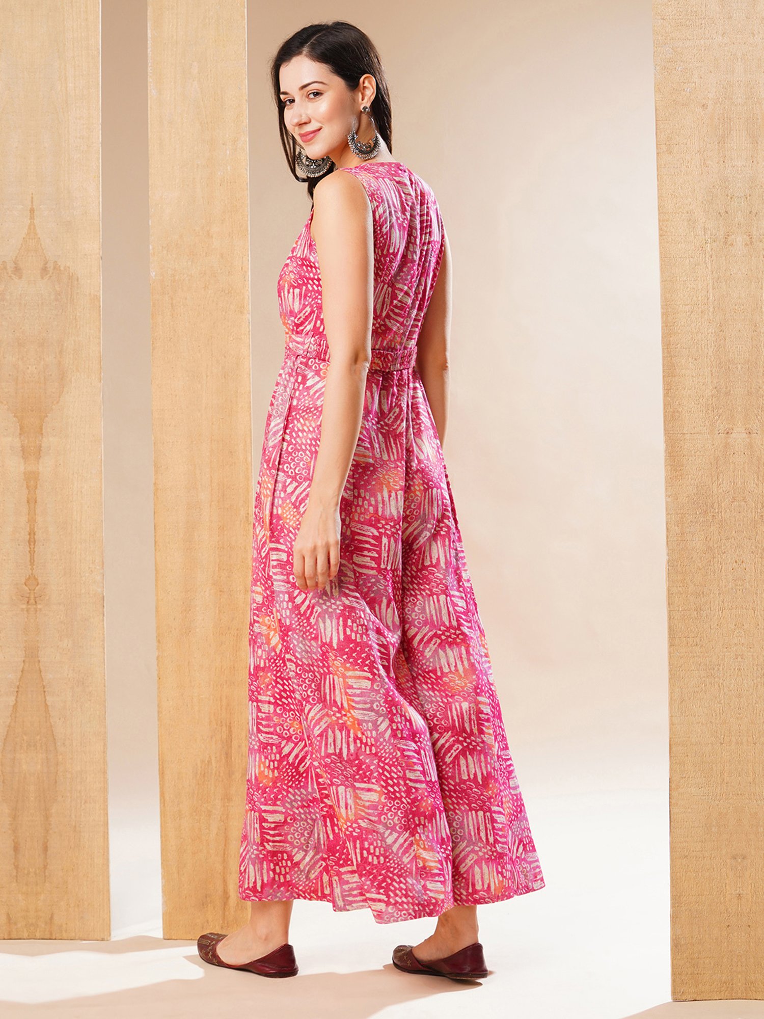 Globus Pink & White Printed Jumpsuit