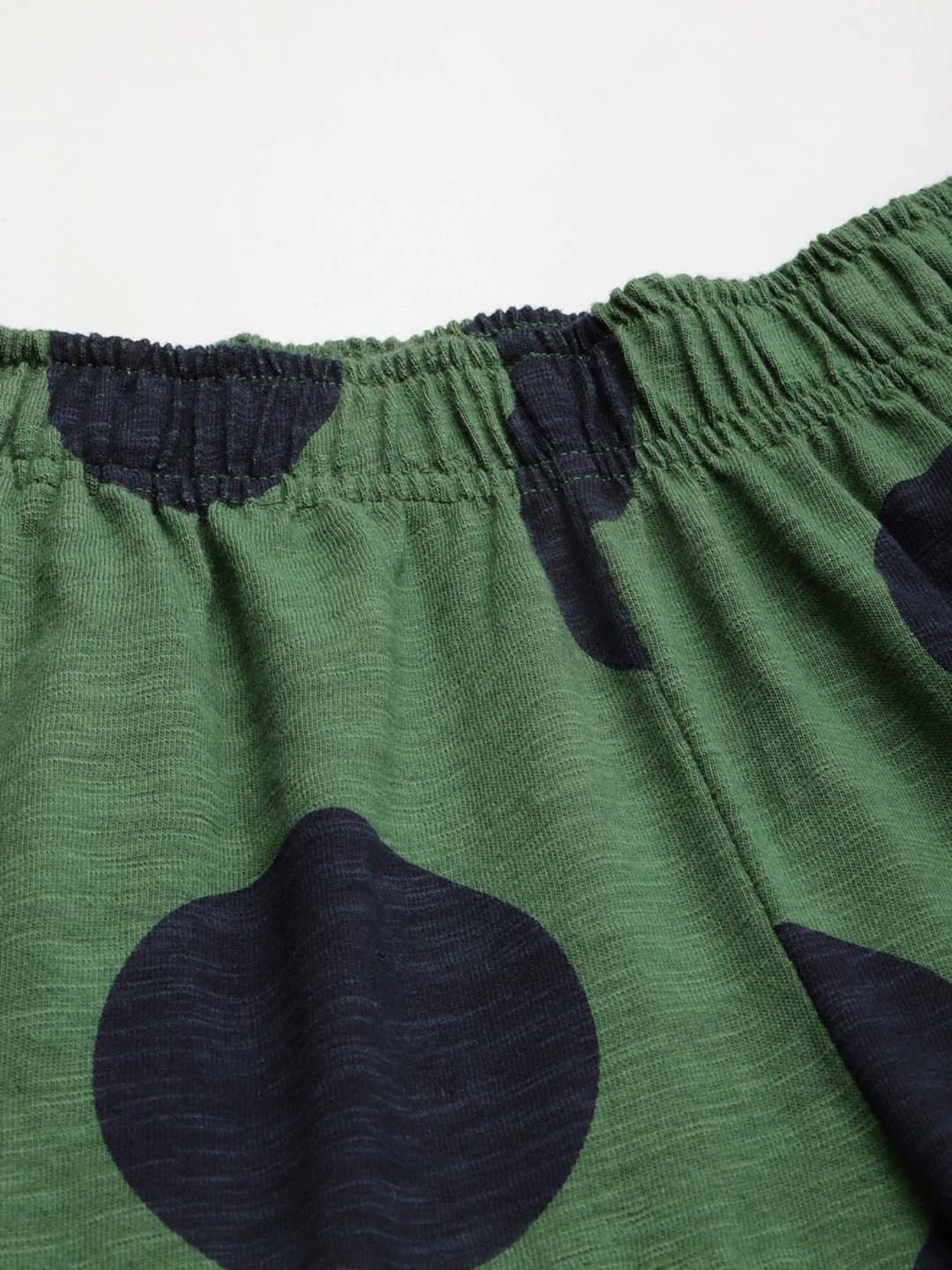 Clt.s Green Cotton Polka Dots Kurti Pyjama Set