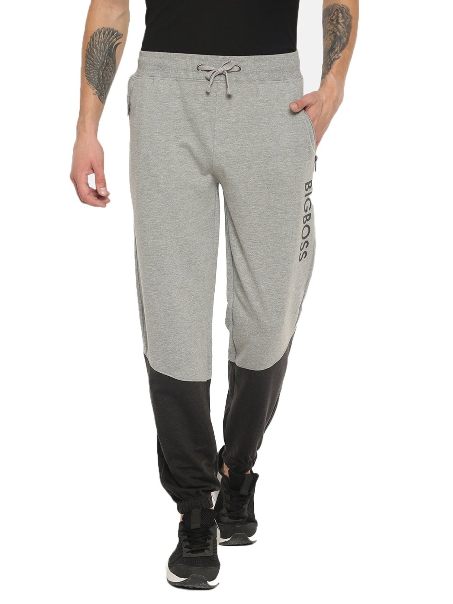 Dollar Grey Regular Fit Colour Block Joggers