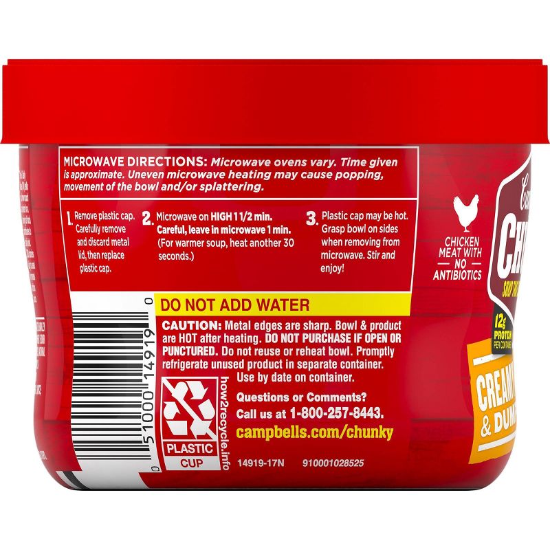 Campbell's Chunky Chicken & Dumplings Soup Microwaveable Bowl 15.25oz