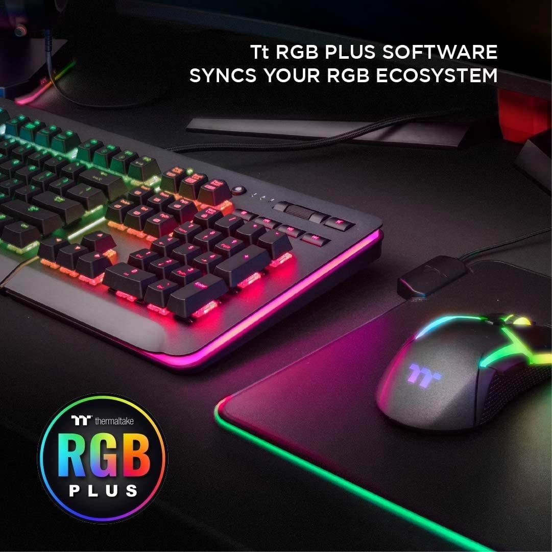 Thermaltake Level 20 RGB Titanium Aluminum Gaming Keyboard Cherry MX Silver Switches, 16.8M Color RGB, 32 color zone options, support Alexa Voice Control, Razer Chroma Sync compatible KB-LVT-SSSRUS-01