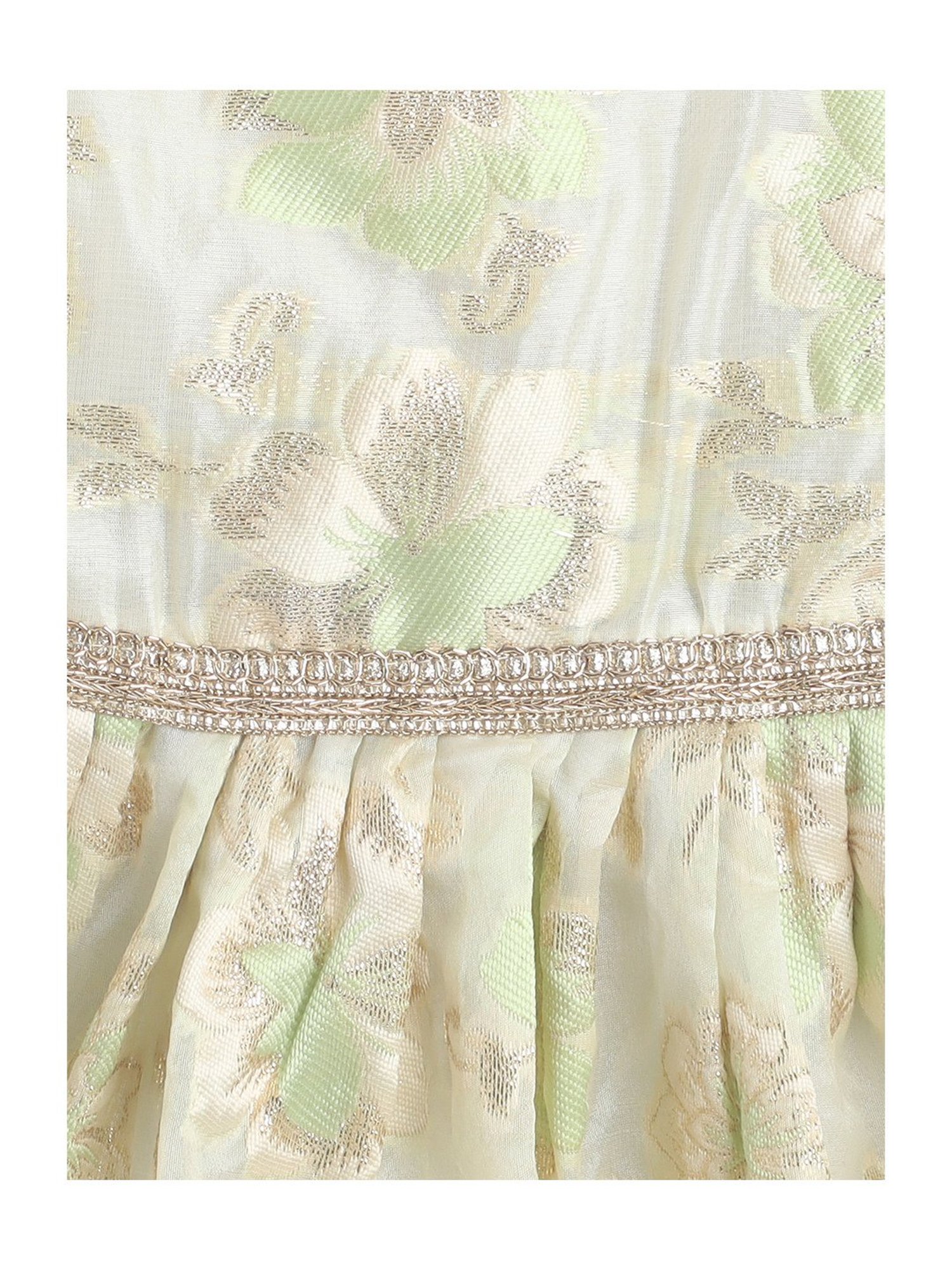 Many Frocks Kids Green Embellished Dress