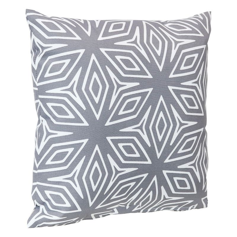 Sunnydaze Indoor/Outdoor Weather-Resistant Polyester Square Decorative Pillow with Zipper Closures - 17" x 17" - Gray Geometric - 2pk