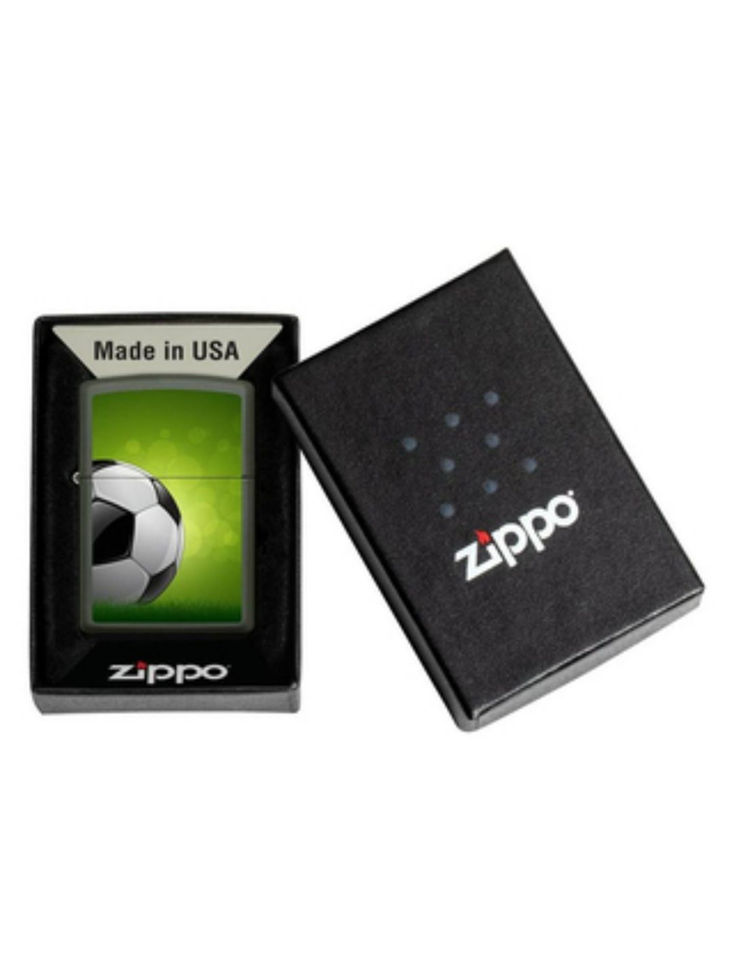 Zippo Green Soccer Ball Design Brass Pocket Lighter
