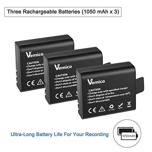Action Camera Battery 3x1050mAh Rechargeable Sports Action Camera Battery for AKASOCampark APEMANDBPOWERNEXGADGETWiMiUSLightdowEKEN with Dual Battery Charger Kit