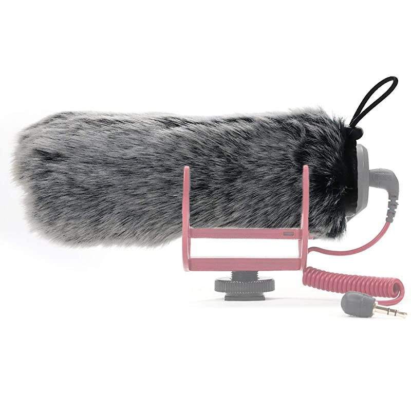 Microphone Furry Windscreen Dead Cat Wind Muff Mic Windshield Fur Foam Cover as Pop Filter Compatible with Rode VideoMic GO Camera Microphone