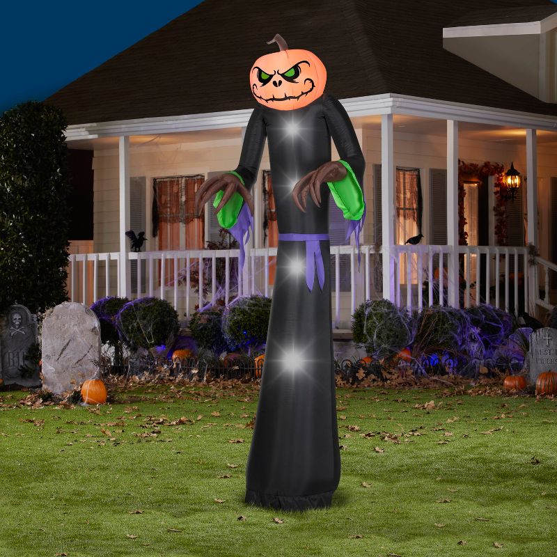 Gemmy Airblown Pumpkin Reaper Giant, 10 ft Tall, Multicolored