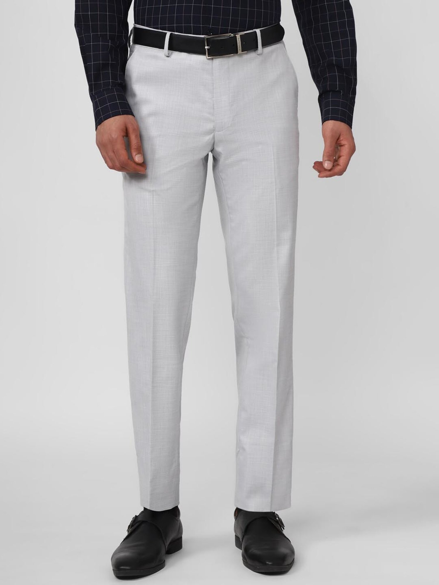 Peter England Grey Slim Fit Trousers