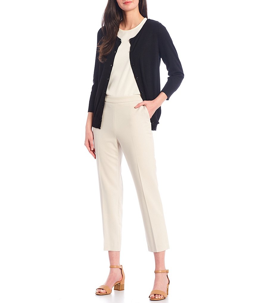 J.McLaughlin Jamey Crew Neck Button Trim Raglan Sleeve Sweater