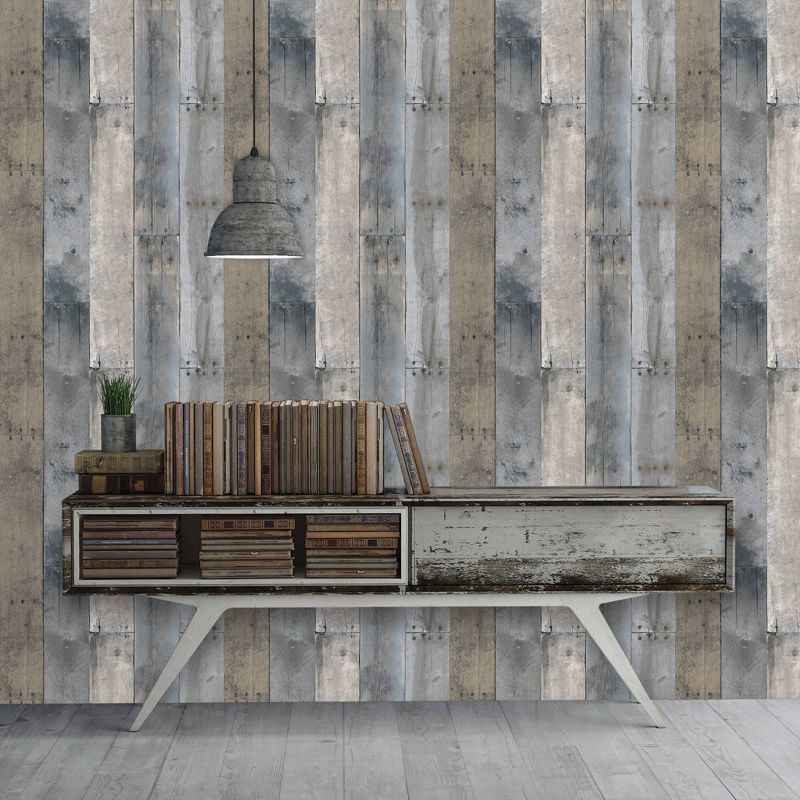 Tempaper Repurposed Wood Self-Adhesive Removable Wallpaper