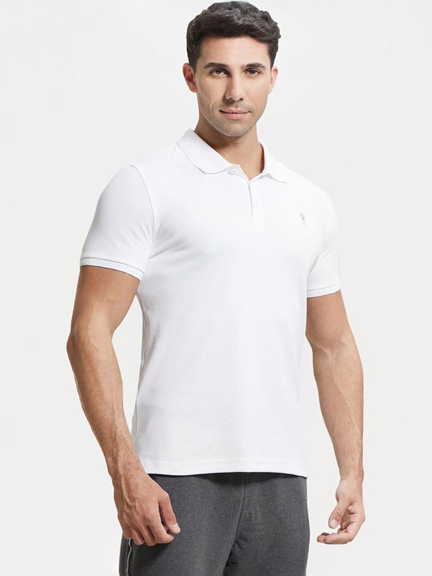 Jockey 3912 White Super Combed Cotton Rich Half Sleeves Polo T-Shirt