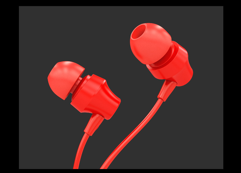 Headphones Stereo sound quality Pulling and pulling resistance ABS Noise Isolation Headsets for Laptop, Mac, iPhone and Most Android Phones Red and White RJ-A001-R