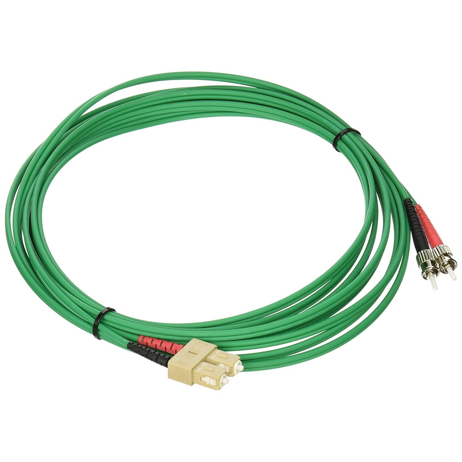C2G/Cables to Go 37513 ST/SC Plenum-Rated Duplex 62.5/125 Multimode Fiber Patch Cable (5 Meter, Green)