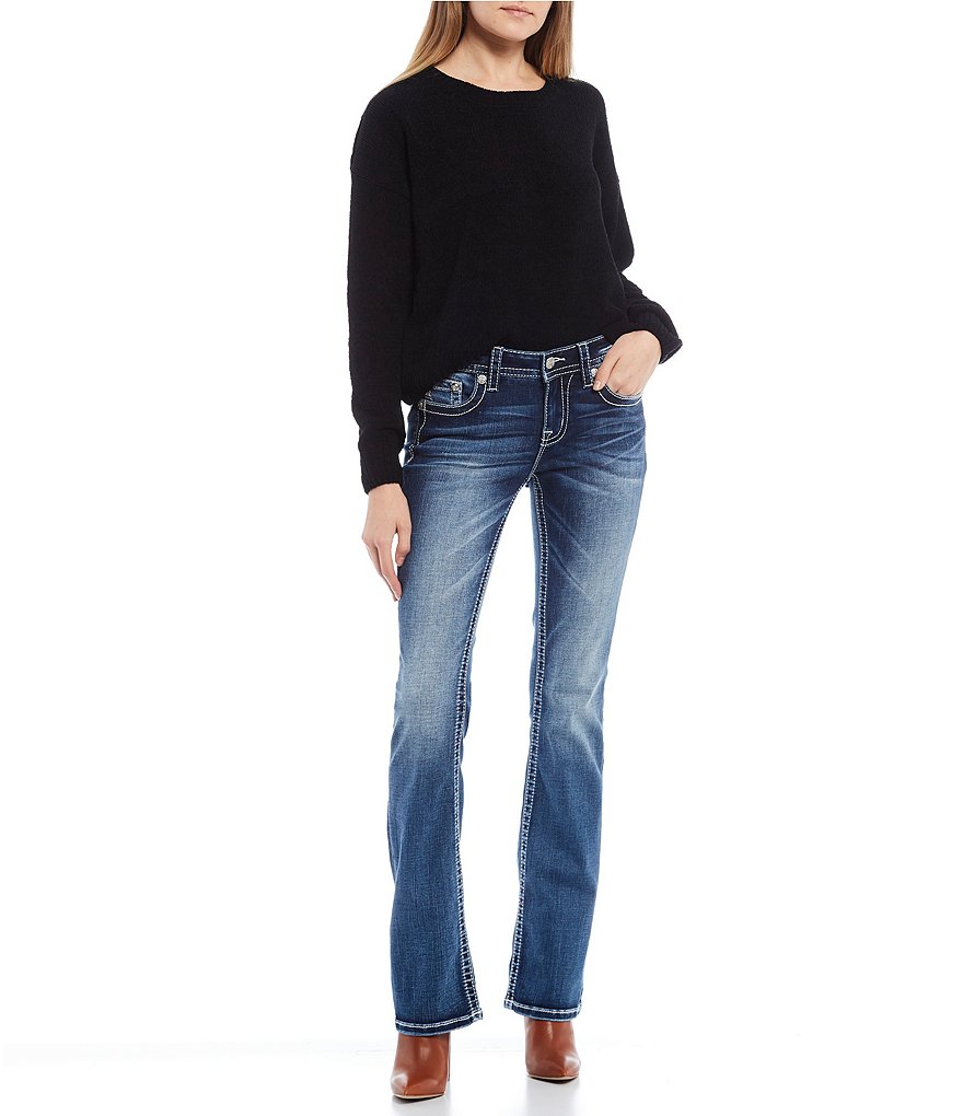 Miss Me Embroidered Floral Pocket Bootcut Jeans