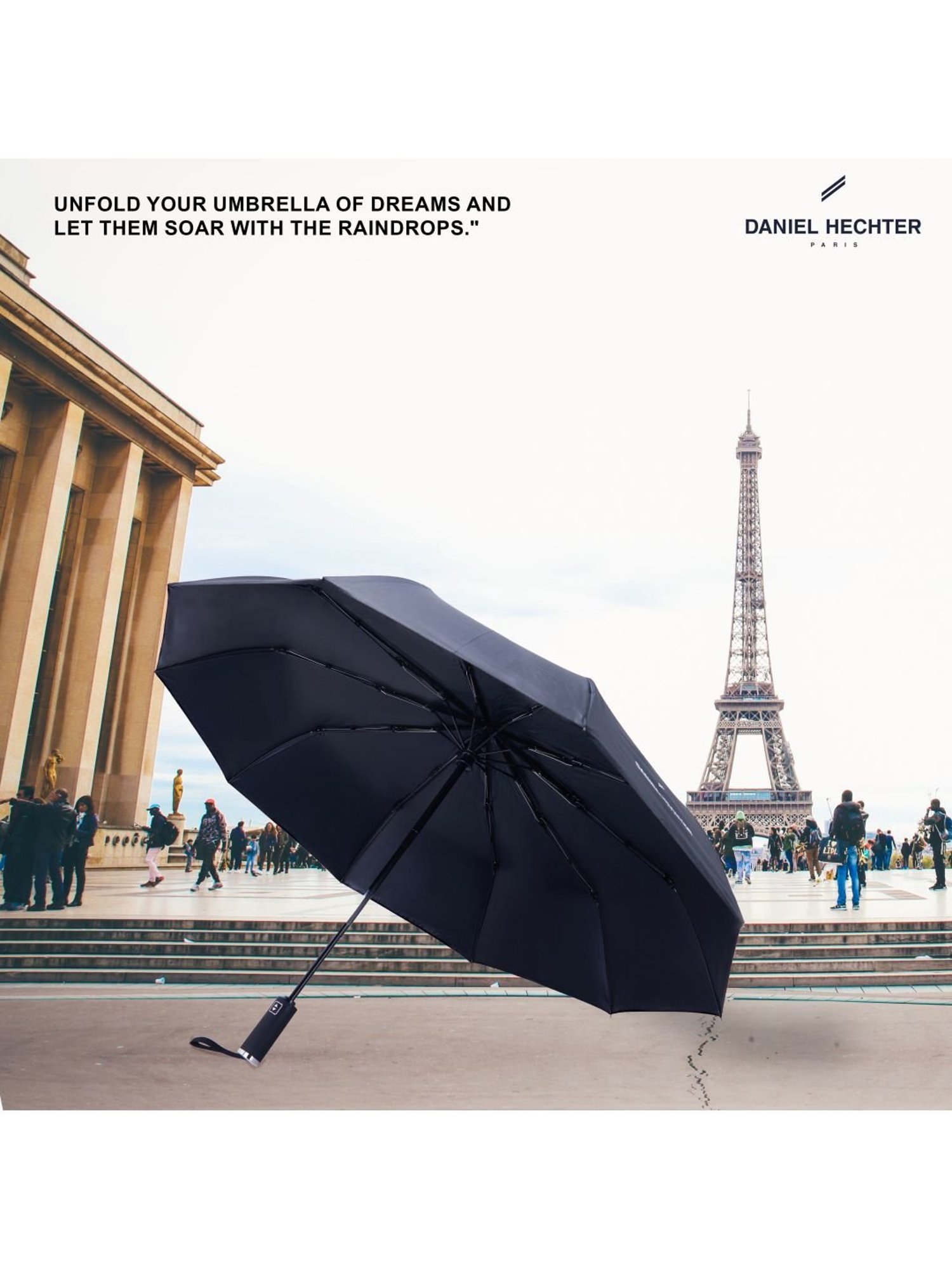 Daniel Hechter Auto Open & Close UV Protection Black Umbrella