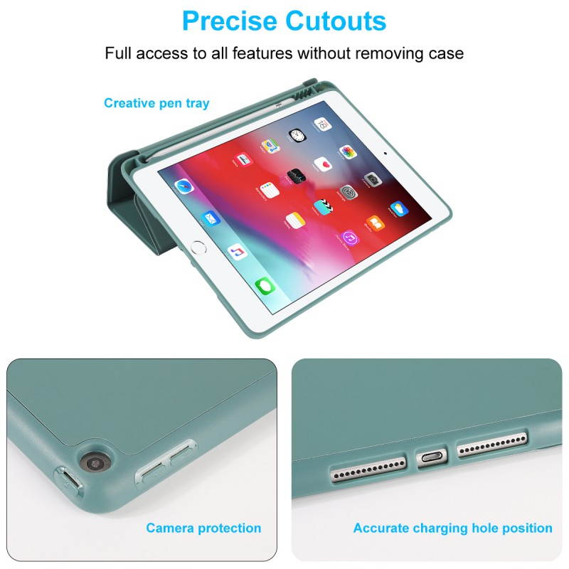 Case Compatible with iPad Mini 7.9" 2019 iPad Mini 5th Gen with Pencil Holder,Protective Case with Ultrathin Trifold PU Leather,Auto Sleep/Wake Cover Compatible for iPad Mini 5th Gen,Grey