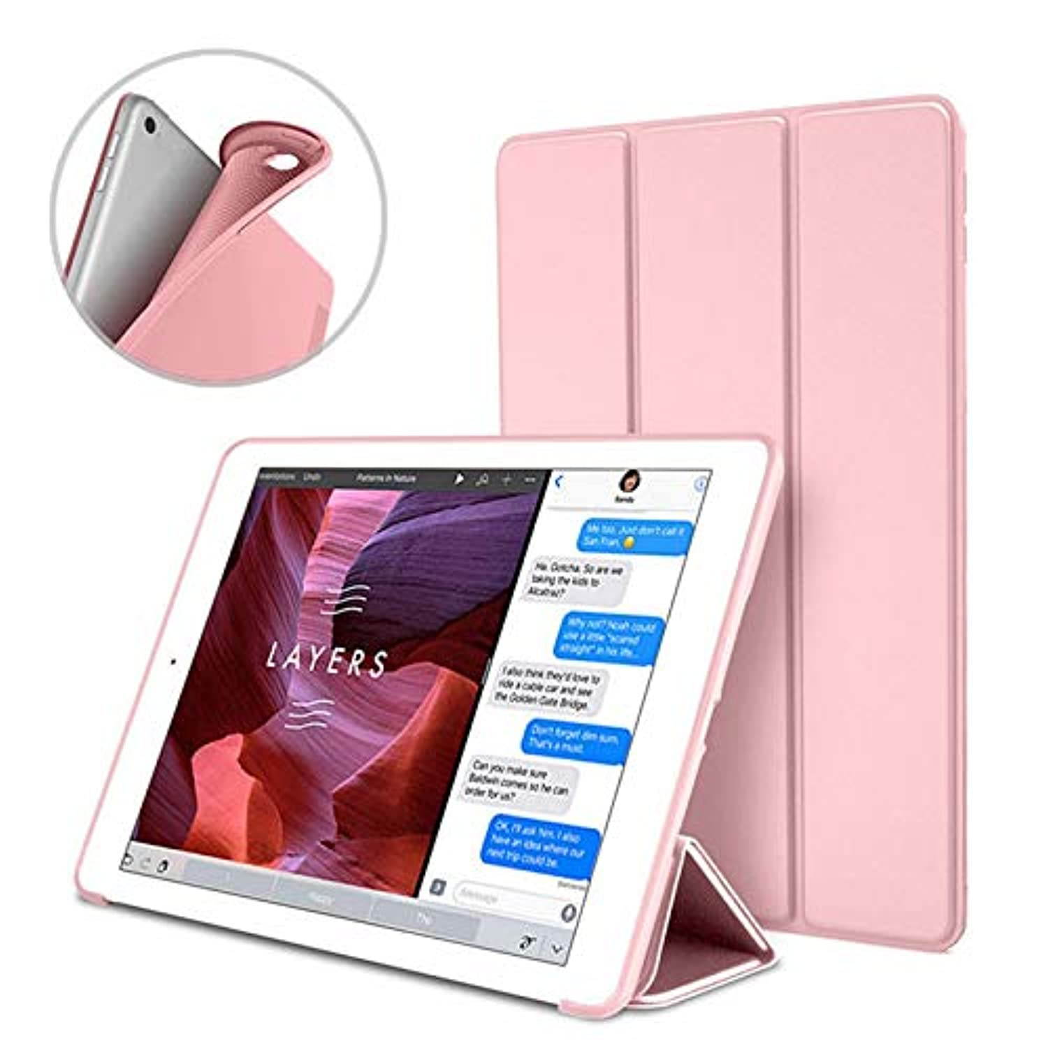 S-Tech iPad Mini 4 Case Slim Soft Silicone Smart Cover Tri fold Stand with Magnetic Auto Sleep/Wake Feature for Apple iPad Mini 4 Gen (Rosegold)