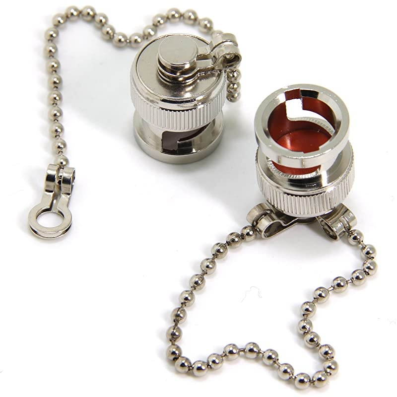2Pack BNC Female Protective Water Dust Cap Cover with Chain for RF Coaxial Adapter