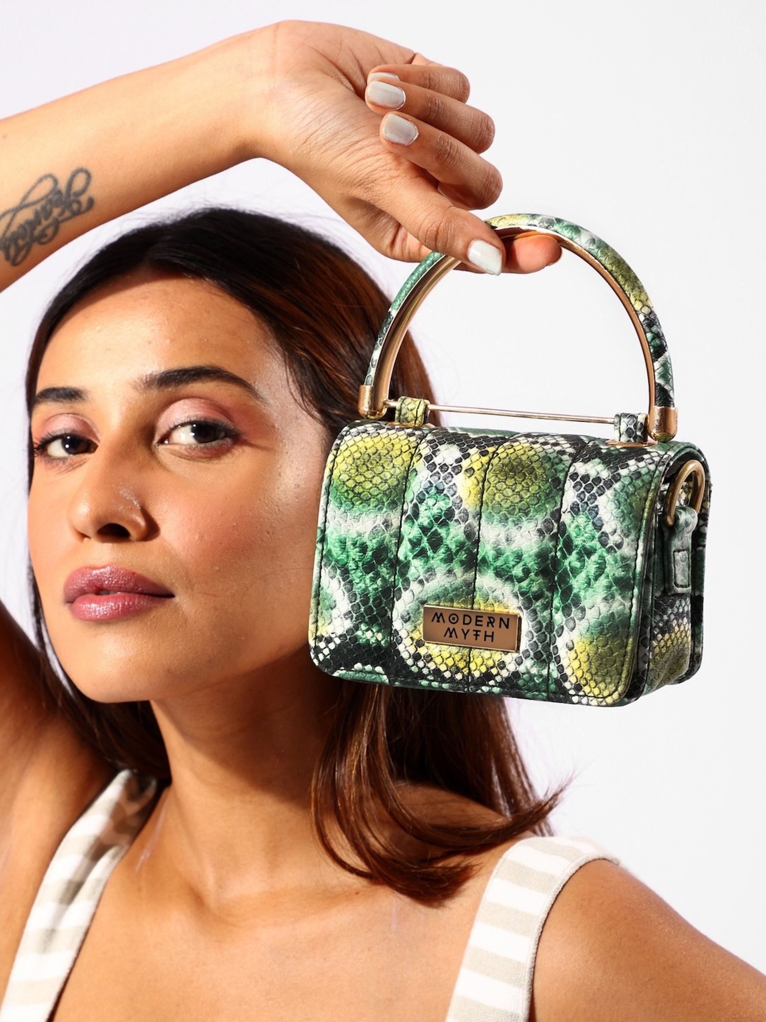 Modern Myth Nano Green Printed Small Mini Box Bag