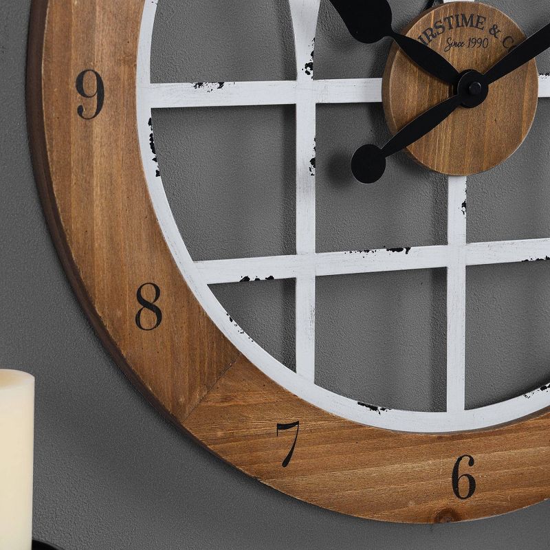 18" Cathedral Arch Wall Clock Weathered Brown/White - FirsTime