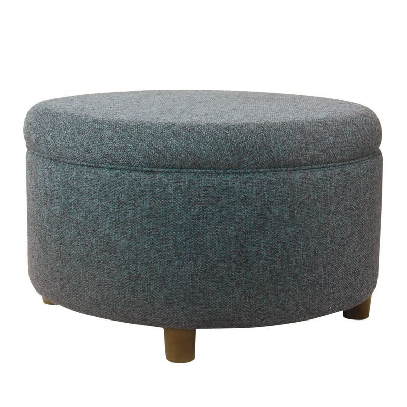 Large Round Storage Ottoman Textured Navy - HomePop