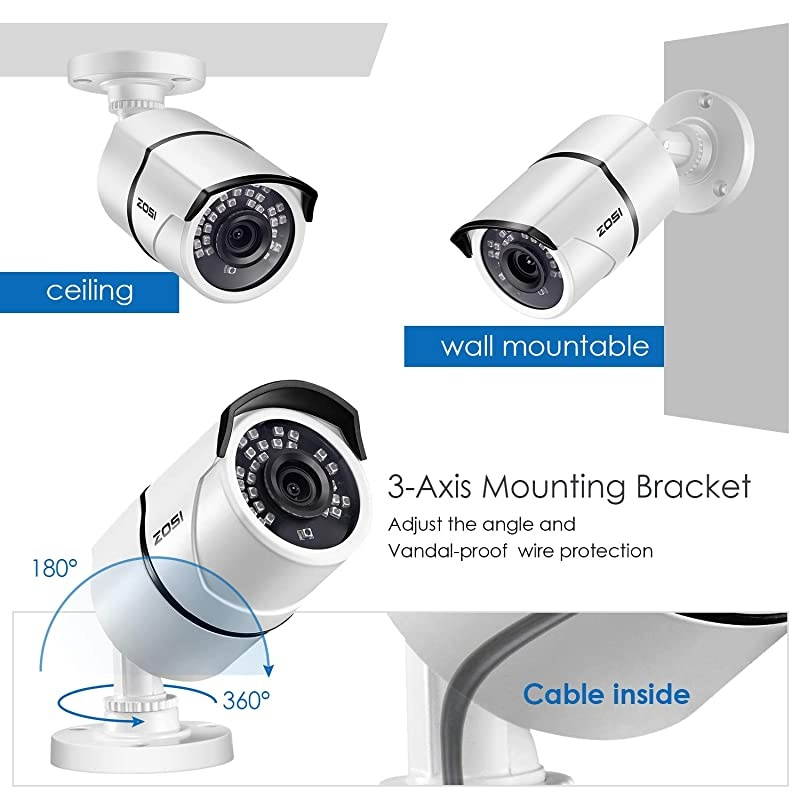 4PACK 1920TVL 1080P HD TVI Security Cameras 120ft Night Vision CCTV Cameras Home Security DayNight Waterproof Camera for 720P1080P5MP4K HDTVI Analog DVR Systems