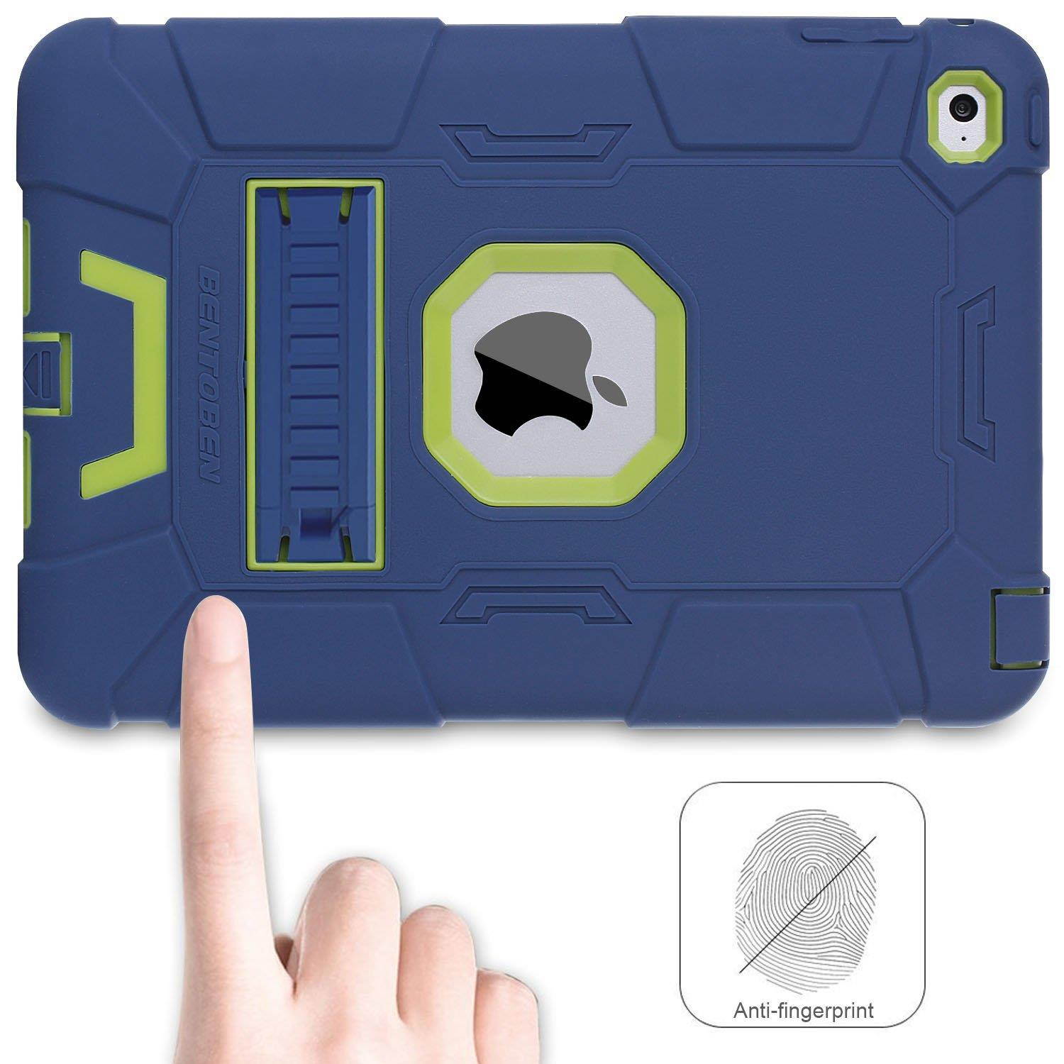 iPad Mini 4 Case,iPad Mini 4 Retina Case,iPad Mini 5 Case,BENTOBEN 3 in 1 Hybrid [Soft&Hard] Heavy Duty Rugged Shockproof Anti-Scratch Protective Kickstand Cases for iPad Mini 4/5,Navy Blue/Green