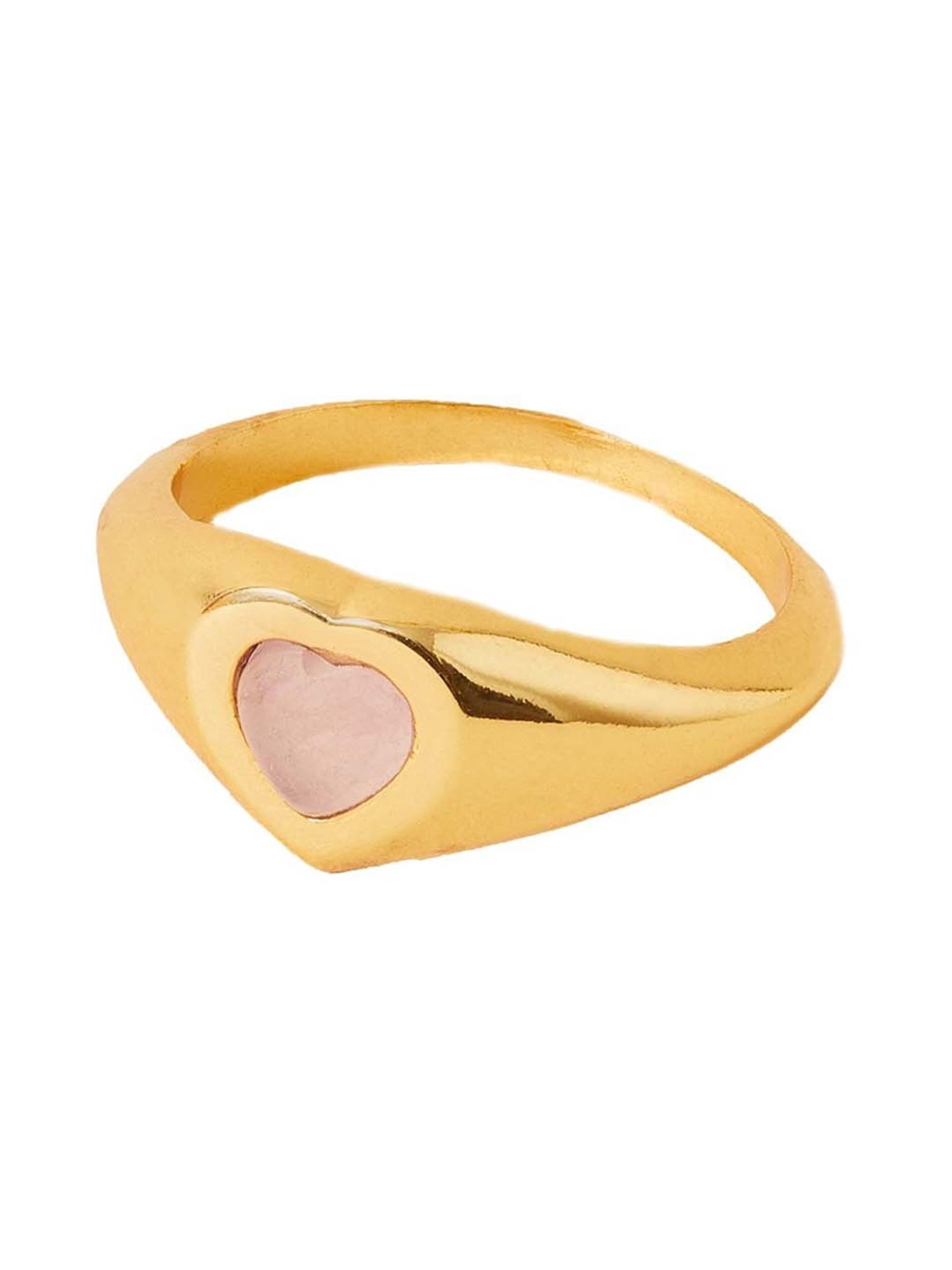 Accessorize London Real Gold Plated Gold Z Rose Quartz Heart Signet Ring