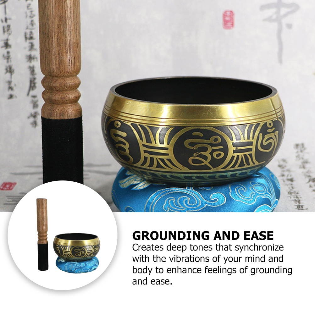 3pcs Singing Bowl Set with Wooden Mallet and Cushion Unique Tibetan Bowls