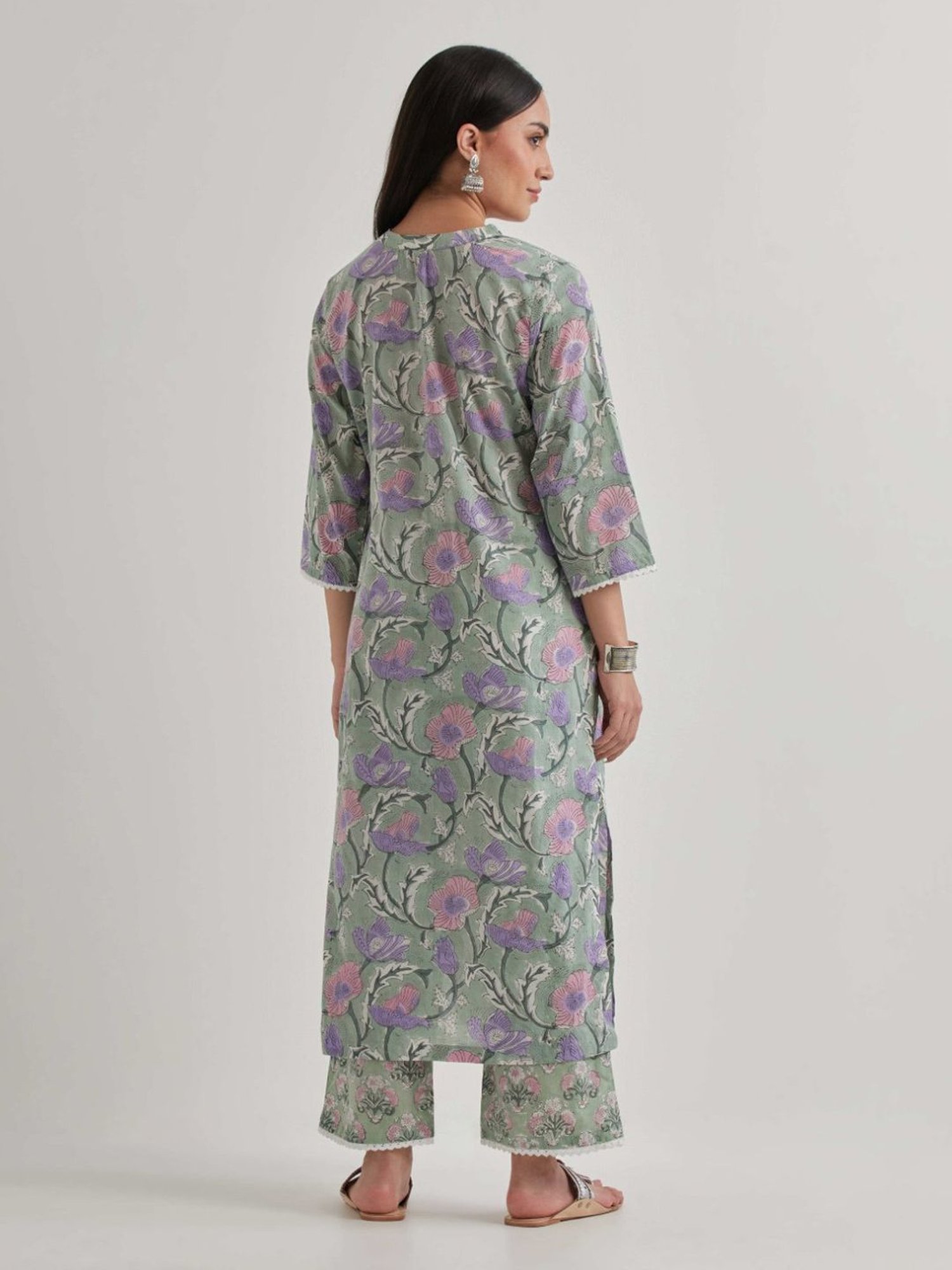 Priya Chaudhary Green Varsha Cotton Printed Kurta