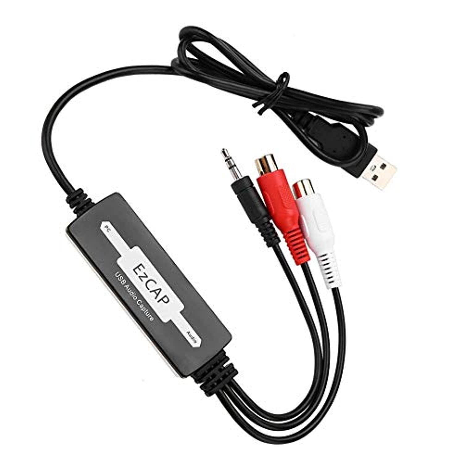 zerone video audio capture card device adapter usb recorder card converts turntables cassettes to mp3/wav for windows xp/vista/