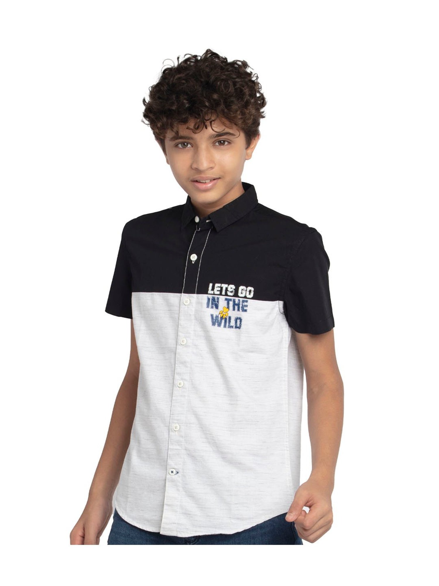 Under Fourteen Only Kids Black & White Graphic Print Shirt