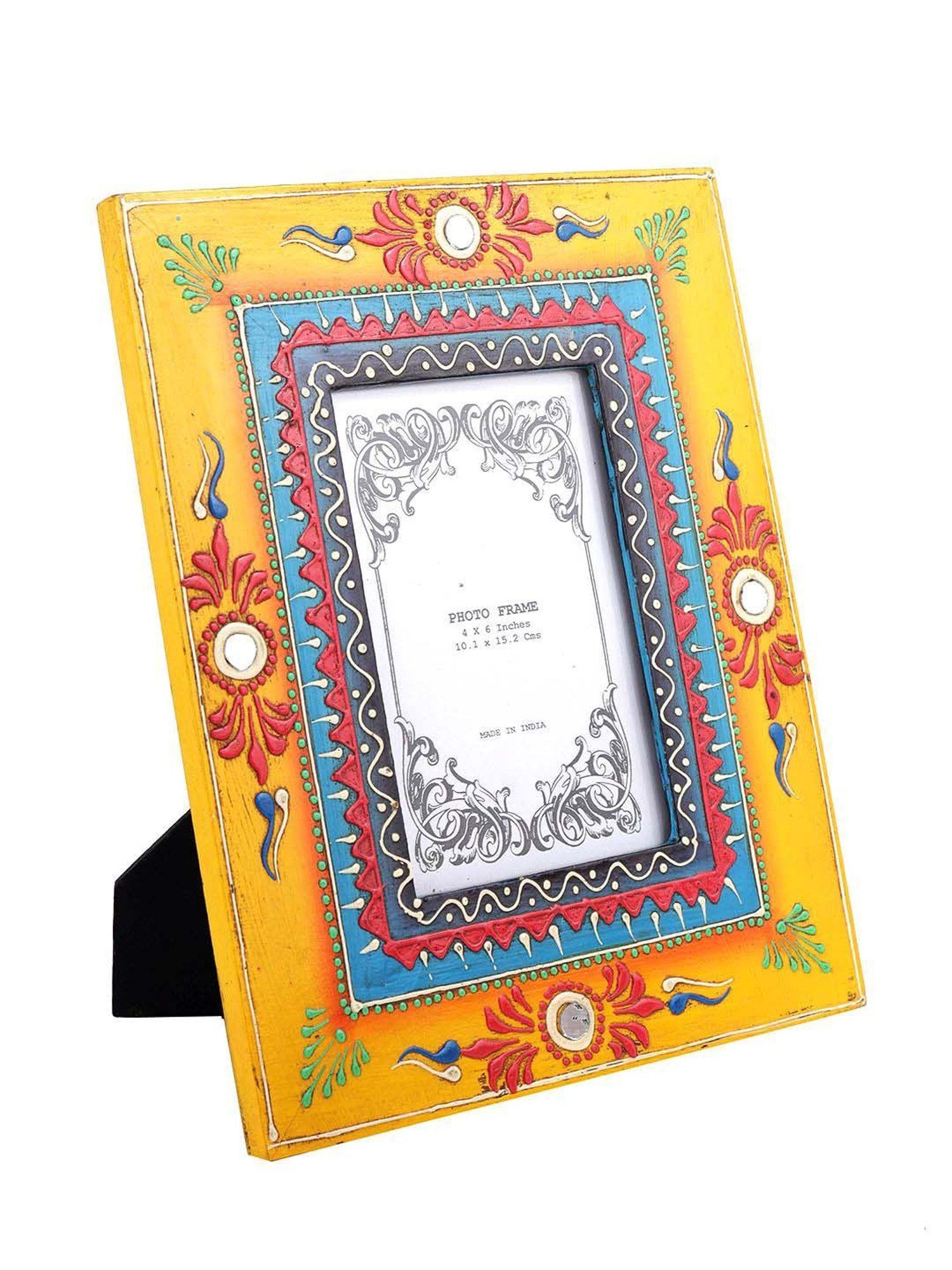 Aapno Rajasthan Yellow & Red Wooden Table Top Photoframe