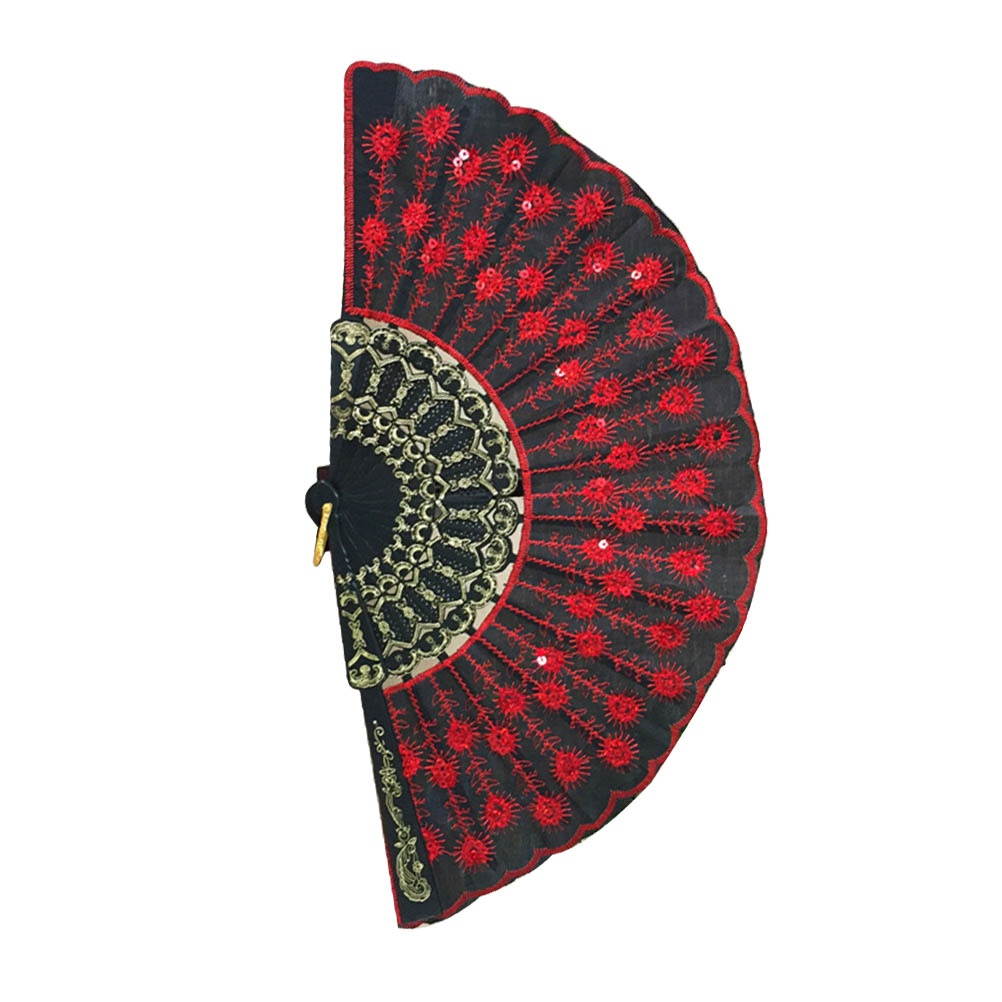 Fashionable Sequins Peacock Fan Handmade Dance Hand Fans for Performance Stage Show (Sky Blue)