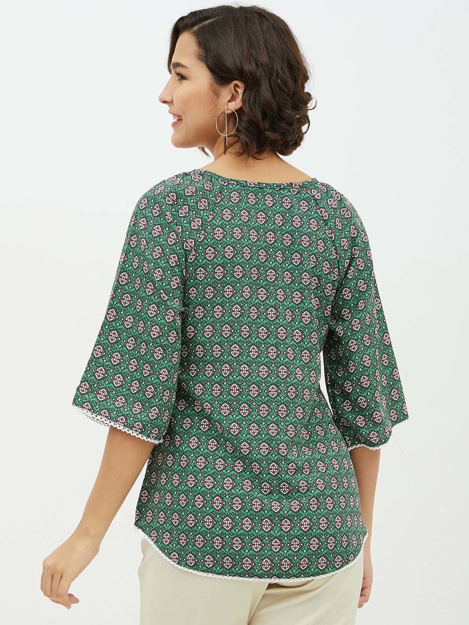 StyleStone Green Printed A-Line Top