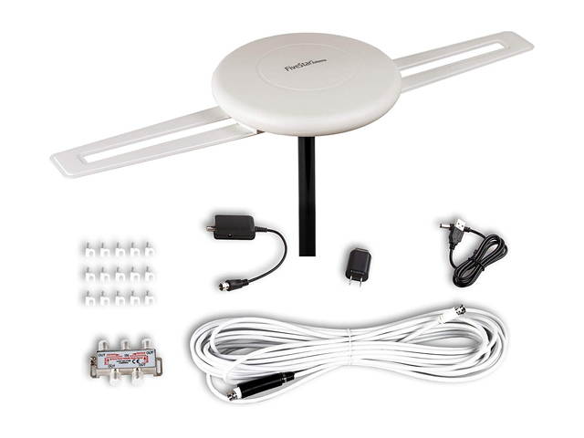 Five Star [Newest 2020] HDTV Antenna w/ 360&deg; Omnidirectional Powerful Amplified Outdoor TV Antenna up to 150 Miles Indoor/Outdoor, RV, Attic 4K 1080P UHF VHF Supports 4TVs Installation Kit