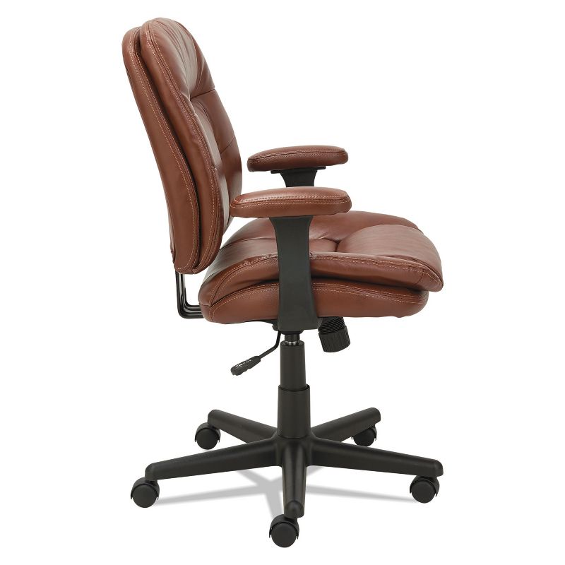 OIF Swivel/Tilt Leather Task Chair Fixed T-Bar Arms Chestnut Brown ST4859