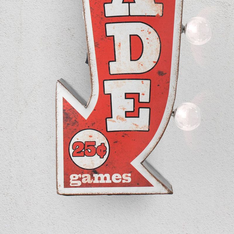 Vintage Arcade Games LED Marquee Arrow Sign Red/Silver - Crystal Art Gallery