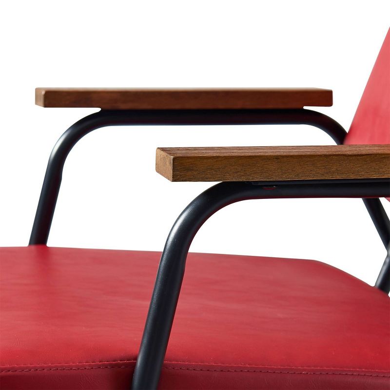 Denver Armchair with Metal Leg & Wood Armrest Red/Black Finish - Versanora
