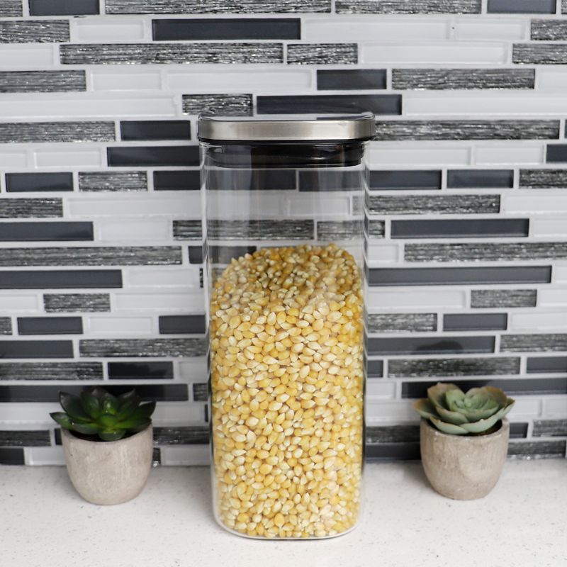 Michael Graves Design X-Large 64 Ounce Square Borosilicate Glass Canister with Stainless Steel Top