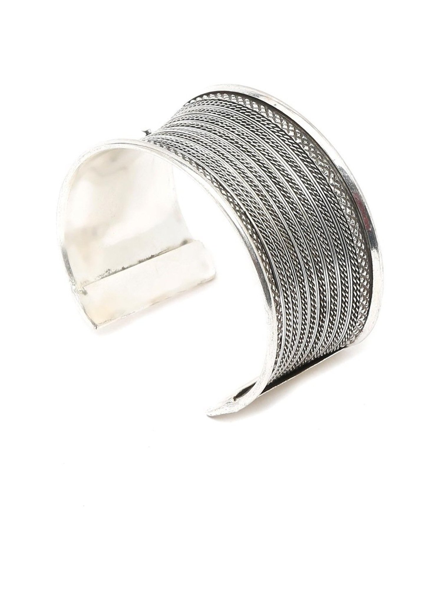 YouBella Jewellery Celebrity Inspired Silver-Plated Cuff Bracelet