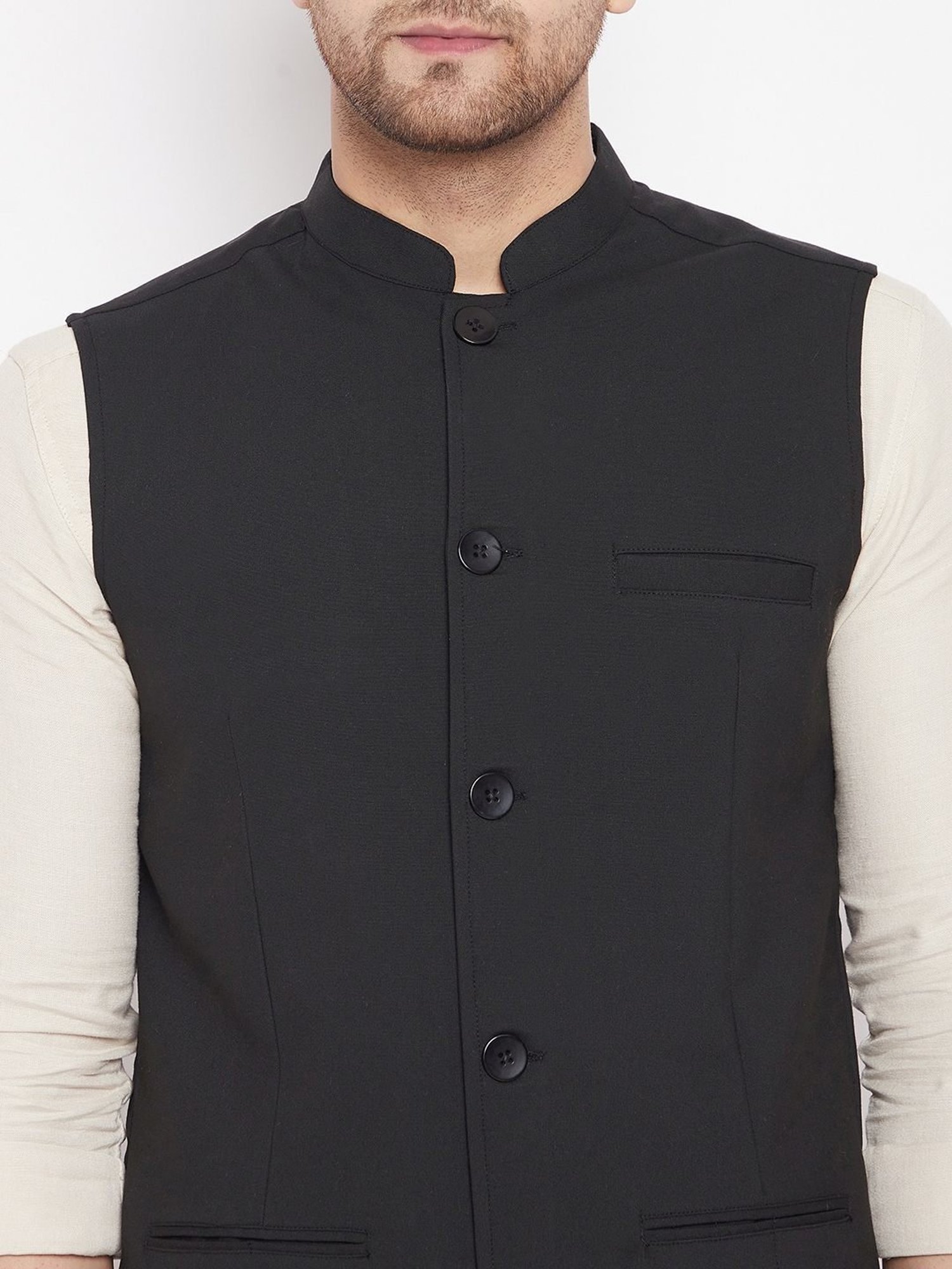 Even Black Regular Fit Nehru Jacket
